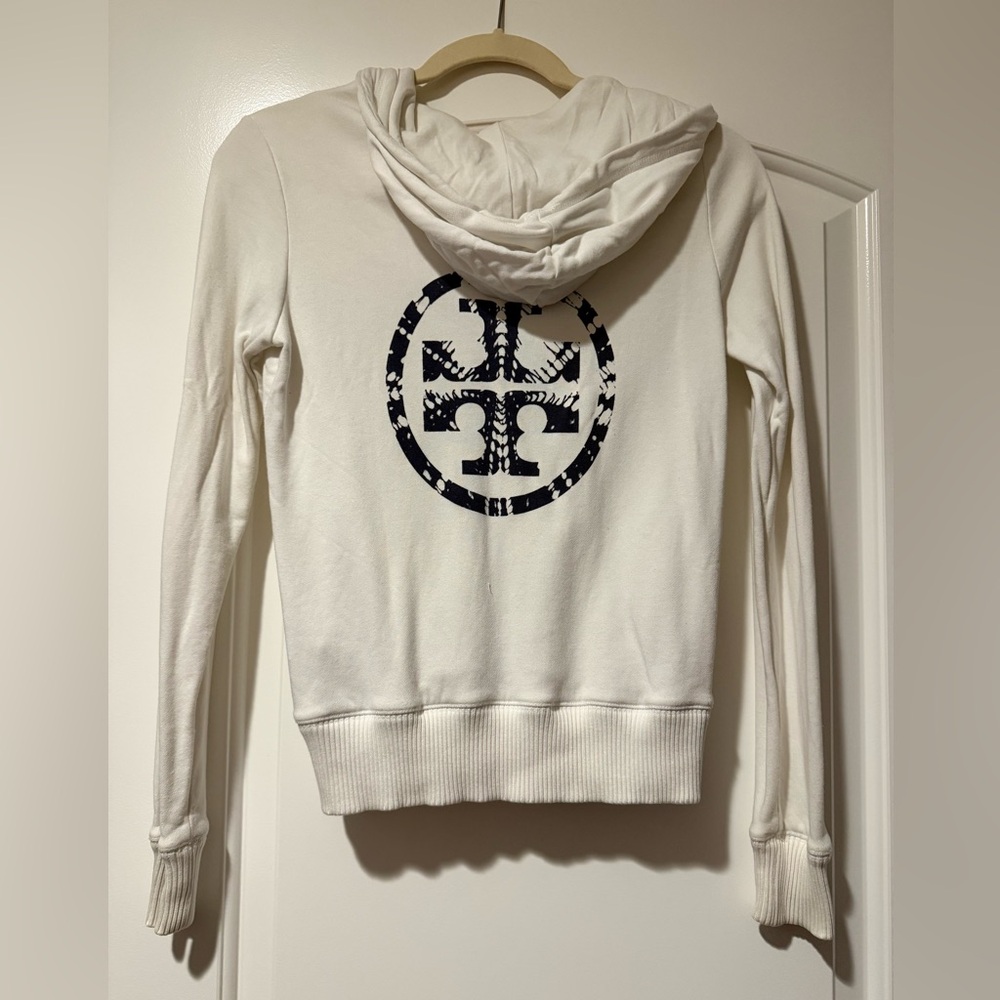 Tory Burch Logo White Hooded Jacket size XS